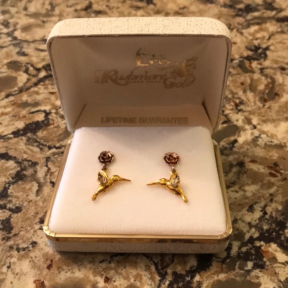 Hummingbird Pendant Black Hills Gold Hummingbird Earrings Black